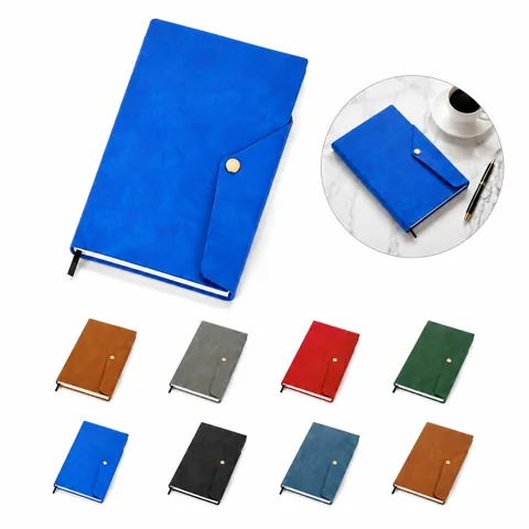 A6 PU Leather Snap Notebook, Tri-Fold Cover, Lined Pages 2