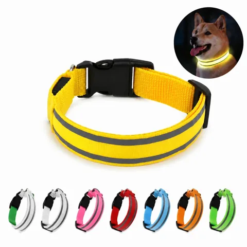 Rechargeable LED Light-Up Pet Collar with Reflective Strip 2