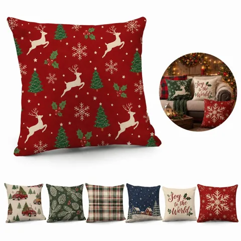 Christmas Printed Throw Pillow 18x18 with Removable Cover 2