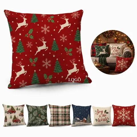 Christmas Printed Throw Pillow 18x18 with Removable Cover
