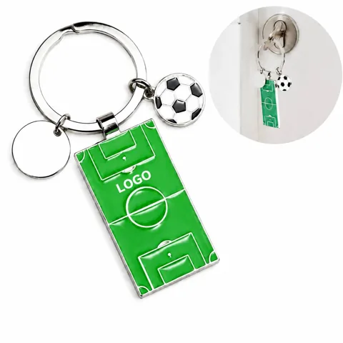 Green Field Soccer Club Keychain Durable Metal Emblem
