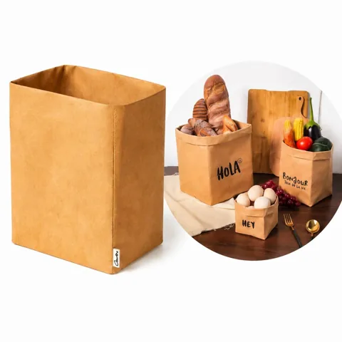 Washable Kraft Paper Storage Bag for Vegetables and Fruits 2