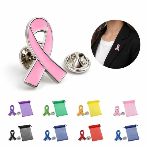 Alloy Awareness Ribbon Lapel Pin with Clutch Back 2