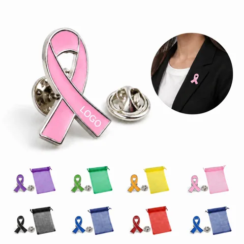 Alloy Awareness Ribbon Lapel Pin with Clutch Back