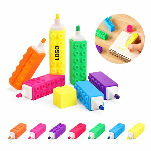 Multicolor Building Blocks Highlighter Pen with Chisel Tip