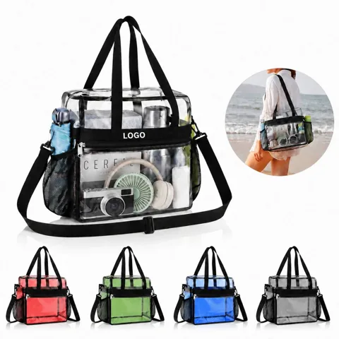 Clear PVC Shoulder Tote Bag for Concerts, Sports, and Travel