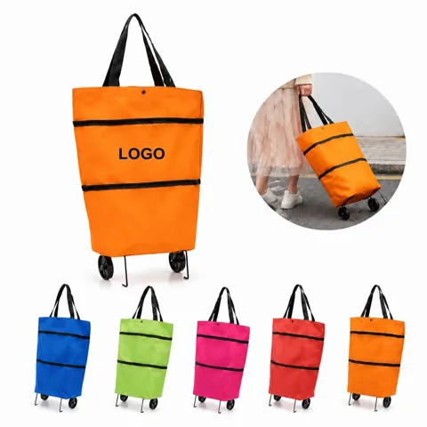 Foldable 600D Shopping Cart with Wheels for Groceries