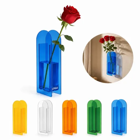 Twin-Arch Acrylic Vase, Clear Colored Modern Flower Display