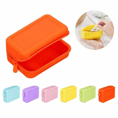Silicone Square Coin Pouch with Secure Zipper, 2