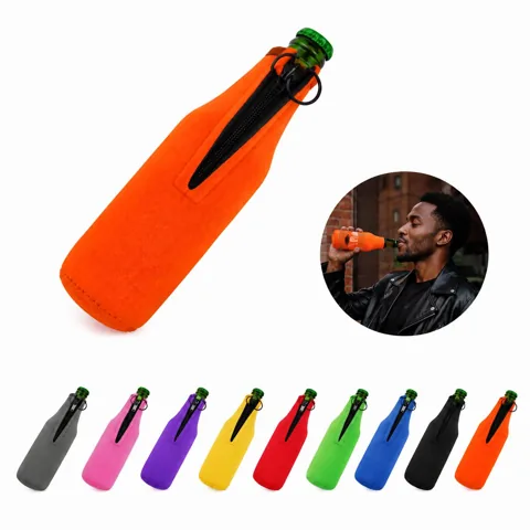 Custom 12 oz Chloroprene Rubber Zip-Up Bottle Sleeve 2