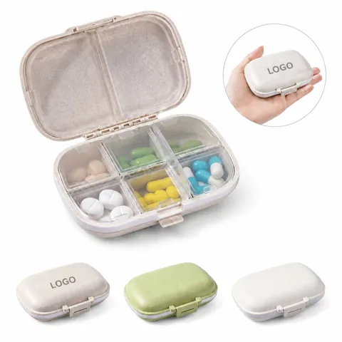 6-Grid Portable Pill Storage Case with Clear Lid