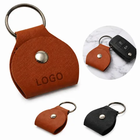Genuine Leather Pick Holder with Keyring for Guitarists