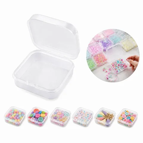 Clear Square Storage Box with Dividers for Beads and Small 2