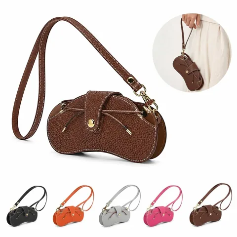Portable PU Sunglasses Case with Adjustable Neck Strap 2