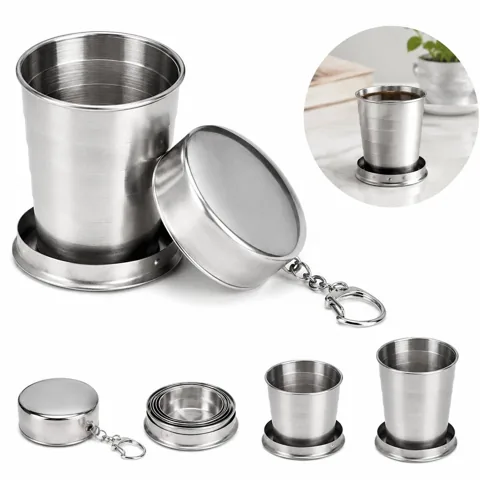 150ml Stainless Steel Collapsible Coffee Cup with Lid 2