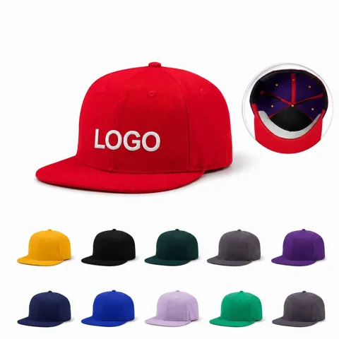 Acrylic Wool Blend Snapback Hat with Flat Brim