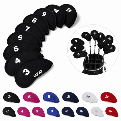 10-Piece Golf Club Cover Set, Customizable Fit