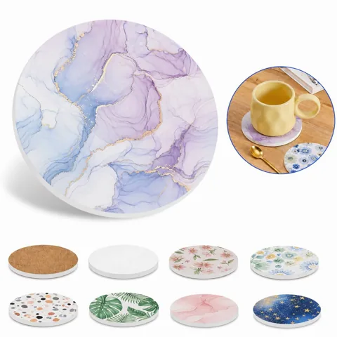 Ceramic Coaster with Non-Slip Cork Base for Heat & Scratch 2