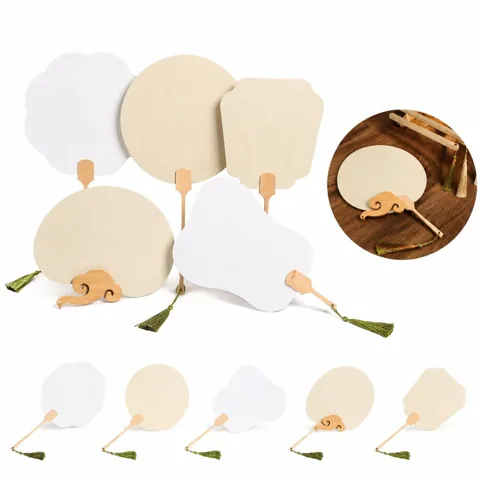 Blank Paper Hand Fan for DIY Painting and Cooling 2