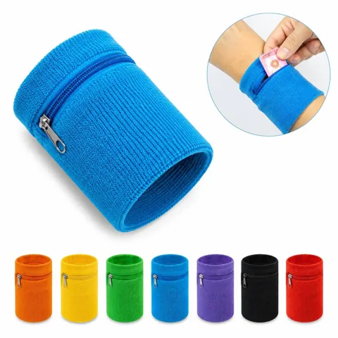 Cotton Wristband with Zippered Pocket for Sports & Travel 2