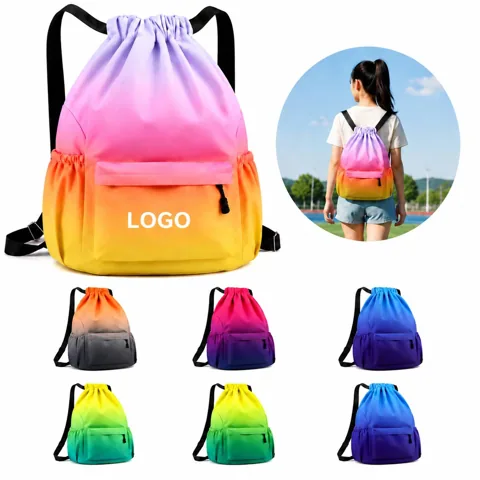 Gradient Waterproof Lightweight Drawstring Backpack for Everyday Use