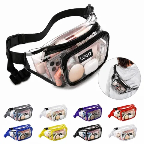 Clear Transparent PVC Fanny Pack with Zipper Waterproof