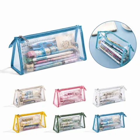 Clear PVC Zipper Pencil Pouch, Transparent Storage Case for Everyday Use 2