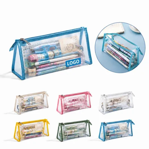 Clear PVC Zipper Pencil Pouch, Transparent Storage Case for Everyday Use