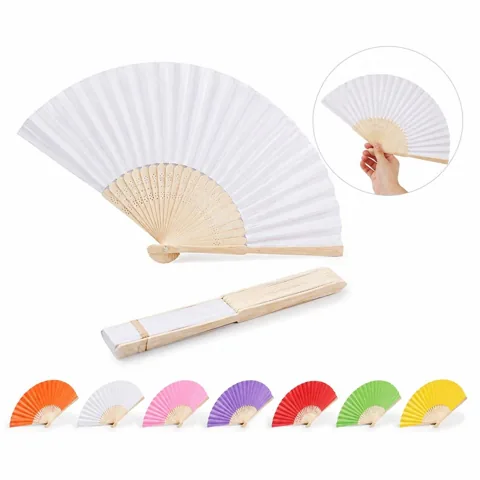 Folding Bamboo Paper Hand Fan for Portable Cooling 2