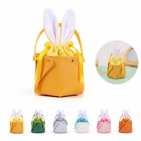 Velvet Easter Bunny Ear Gift Bags for Treats and Decor 2