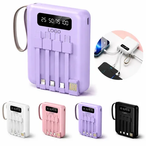 5000mAh Detachable Cable Power Bank with 4 Built-in Cords