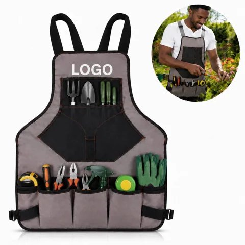 Waterproof Multi-Pocket Work Apron with Adjustable Straps