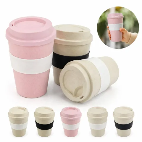 12 oz Reusable Bamboo Coffee Cup with Leak-Resistant Lid 2