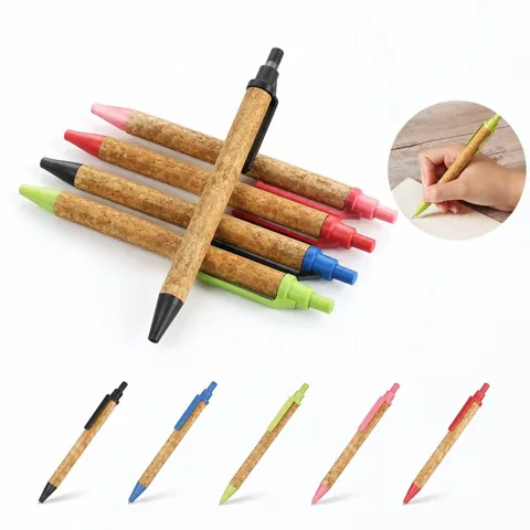 Eco Cork Ballpoint Pen, Biodegradable Black Ink Refillable 2