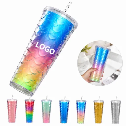 Sequined Double-Wall Tumbler, Reusable Food-Safe Plastic