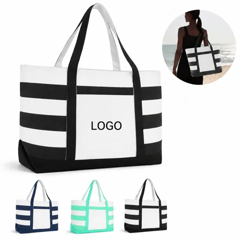 Striped Canvas Boat Tote Bag for Everyday Essentials