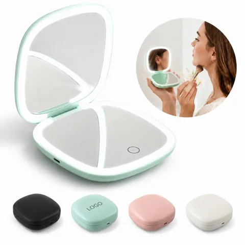 Rechargeable LED Pocket Mirror with 5x Magnification,