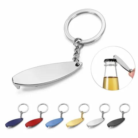 Surfboard-Shaped Bottle Opener Keychain with Metal Ring 2