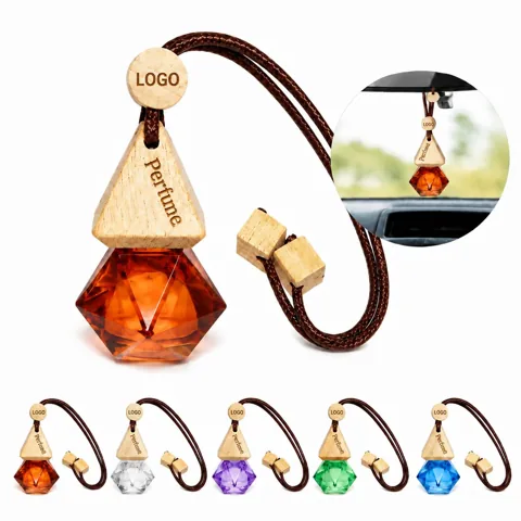 Hanging Wooden Glass Fragrance Bottle with Wooden Cap for Everyday Use