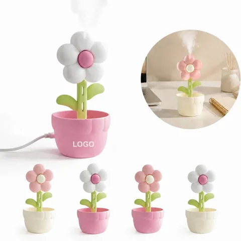 USB Floral Humidifier with Night Light for Desk and Bedside