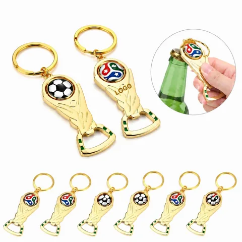 Rotating Soccer Ball Bottle Opener Keychain for Fans