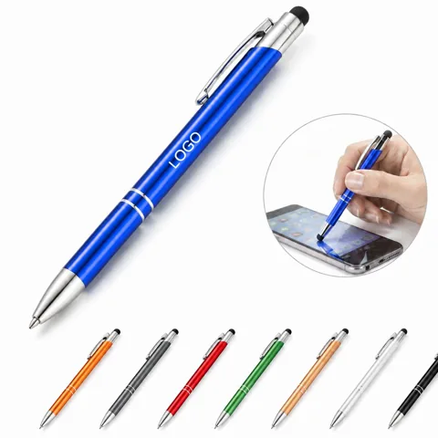 Twisted Slim Stylus Pen, Metal Ballpoint + Touch Screen