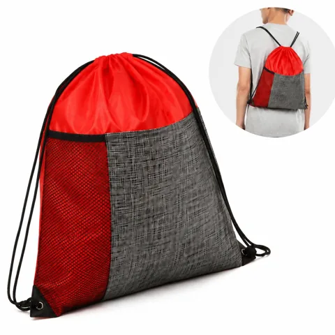 Mesh Pocket Drawstring Sportpack with Front Zipper Pocket 2