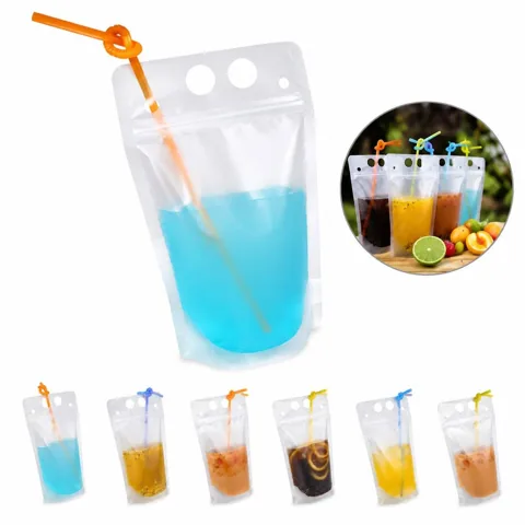 BPA-Free Stand-Up Juice Pouches with Straws, 16oz Resealable 2