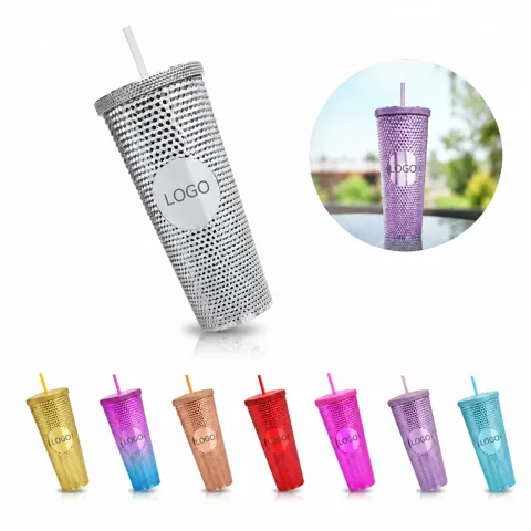 24 oz Double Wall Iced Coffee Cup, Reusable Insulated