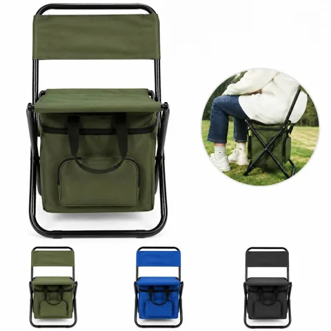 Portable Folding Camping Chair with Cooler Bag Armrest 2