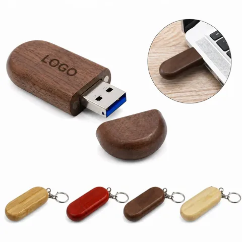 4GB Wooden USB Flash Drive, Natural Elegant Design for Data