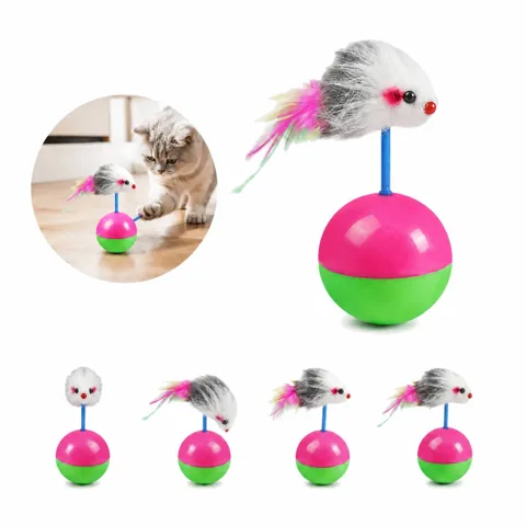 Tumbler Mouse Cat Toy Interactive Plush with Bell 2