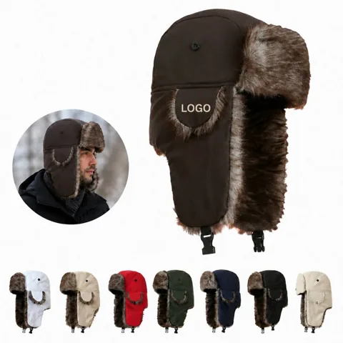 Faux Fur Trapper Hat with Fleece Lining for Winter