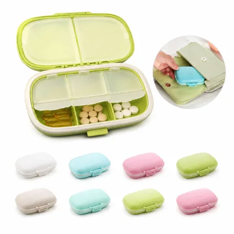 8-Cell Sealed Wheat Straw Medicine Box, Portable Travel 2